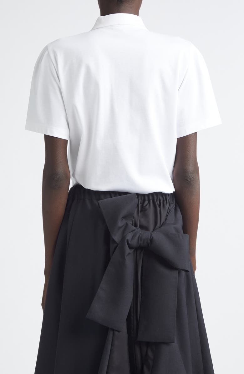Noir Kei Ninomiya Bow Embellished Ponte Knit Polo, Alternate, color, White