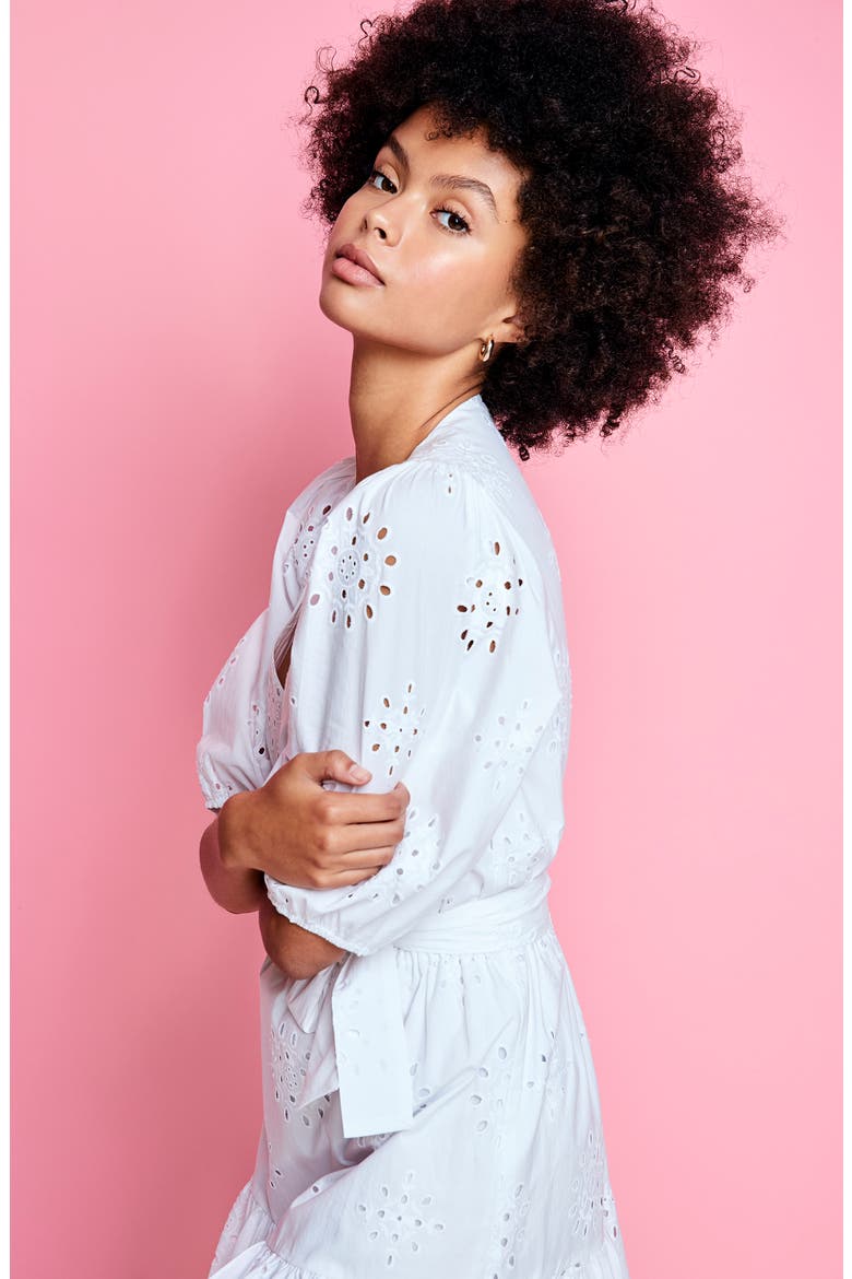 Eyelet Minidress, Alternate, color, ULTRA WHITE