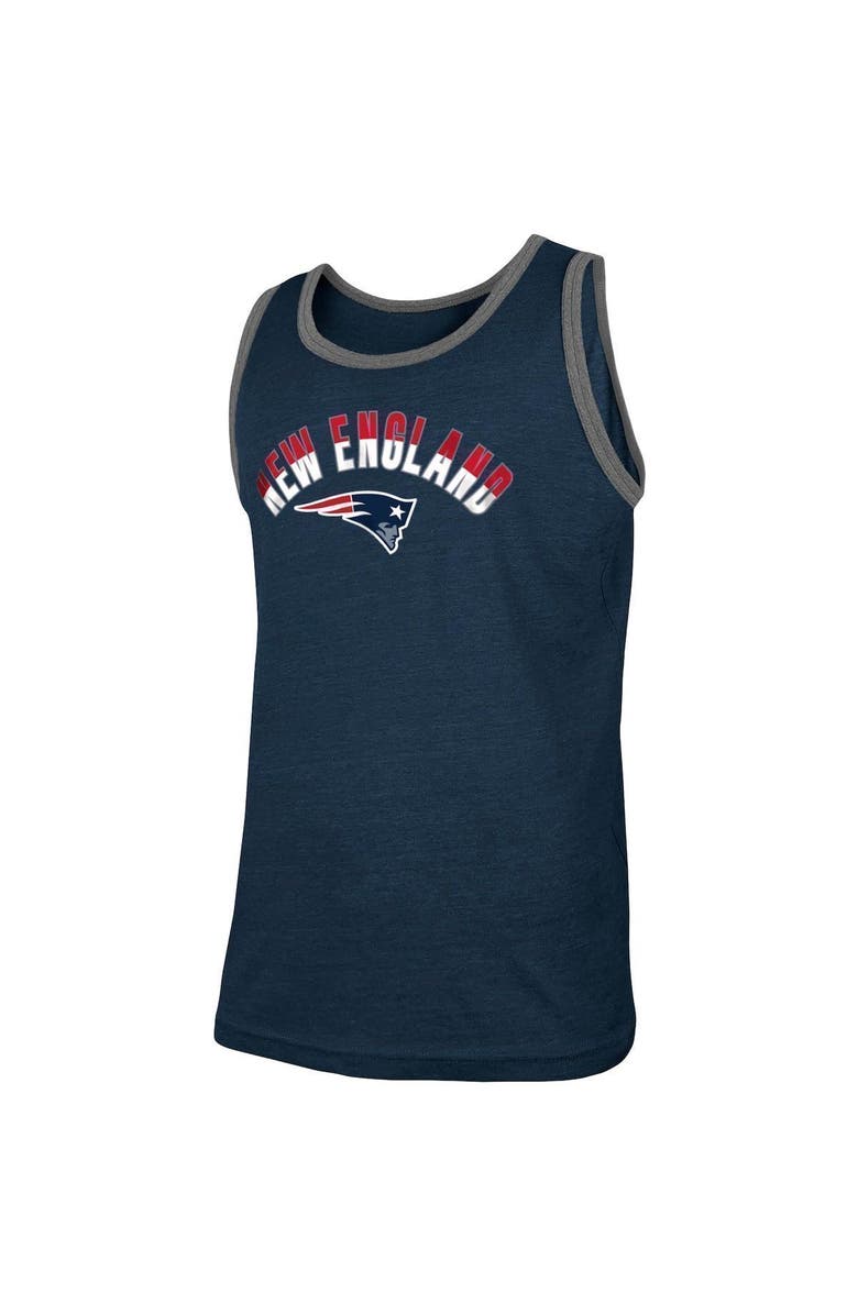 New Era Men's New Era Heathered Navy New England Patriots Ringer Tri-Blend Tank Top, Alternate, color, 