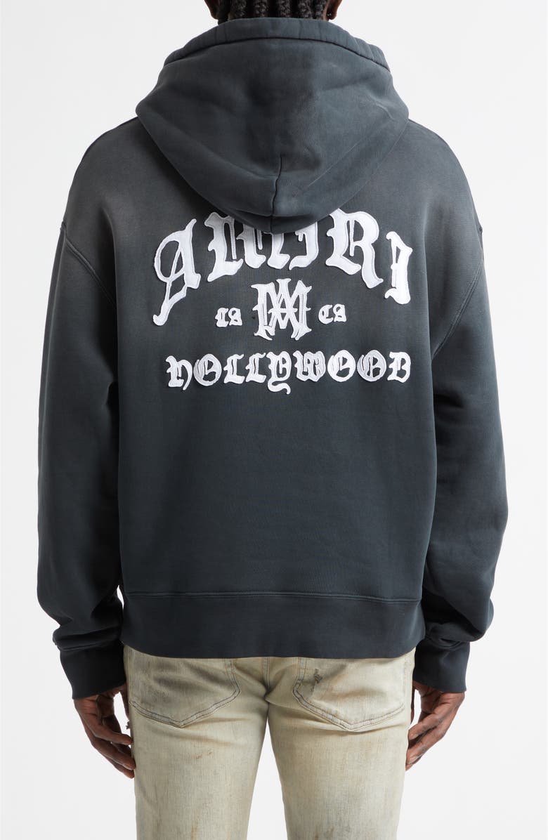 AMIRI Hollywood Embroidered Logo Hoodie, Alternate, color, Black