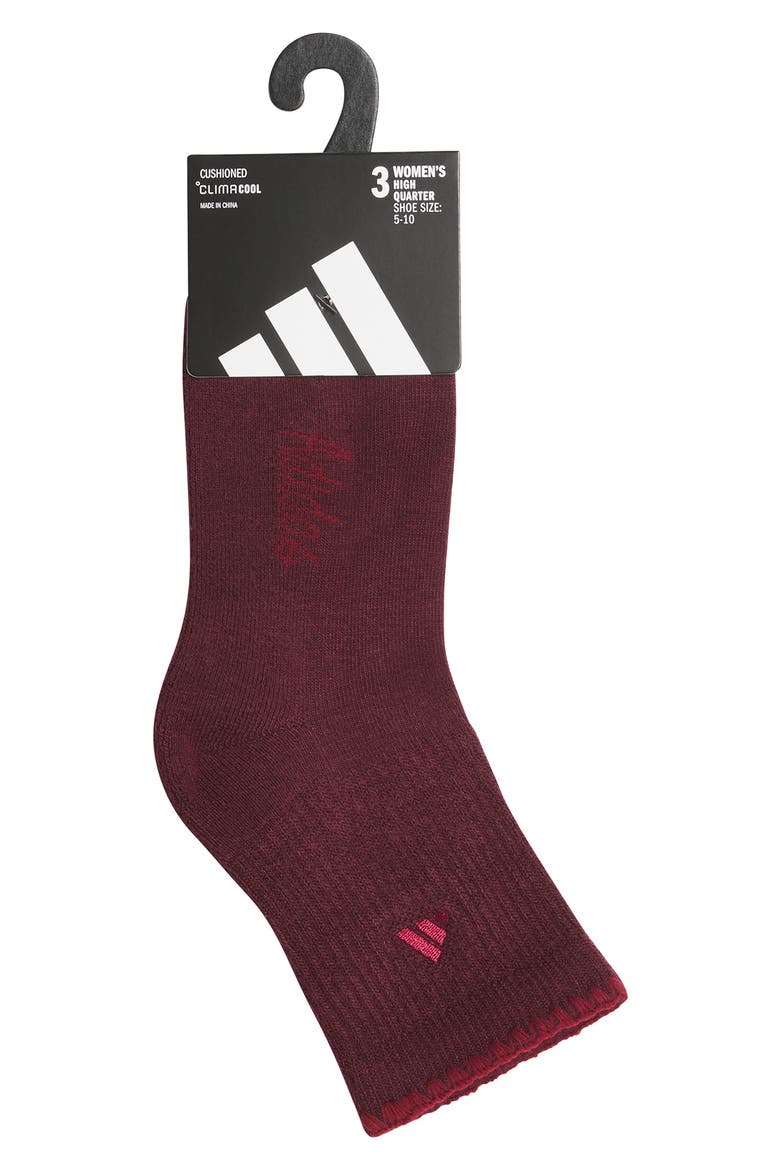 Climacool Athletic Cushioned High Quarter Socks, Alternate, color, MAROON/ MAGIC MAUVE/ WHITE