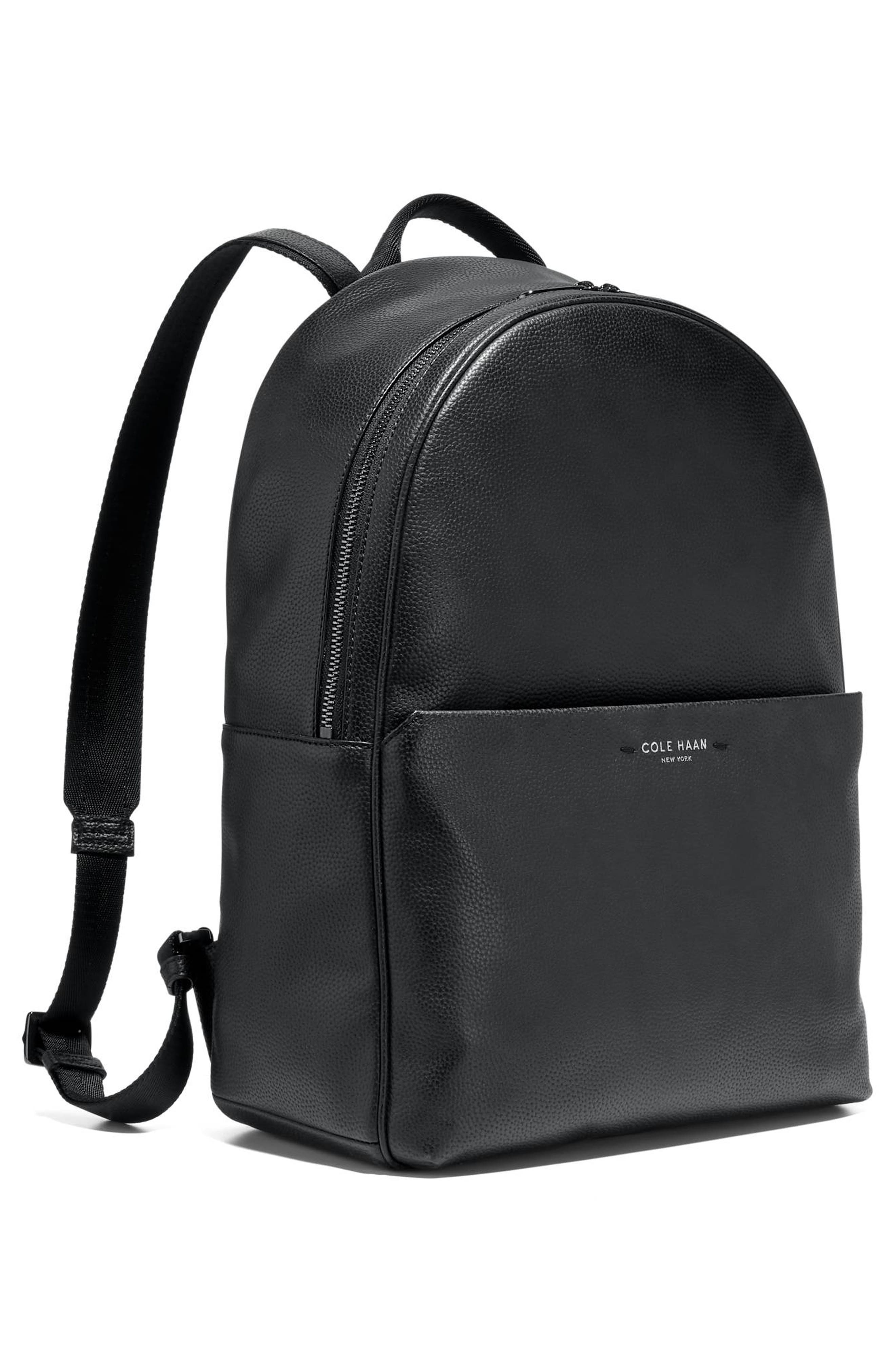 Cole Haan Belmont Leather Backpack, Alternate, color, Black