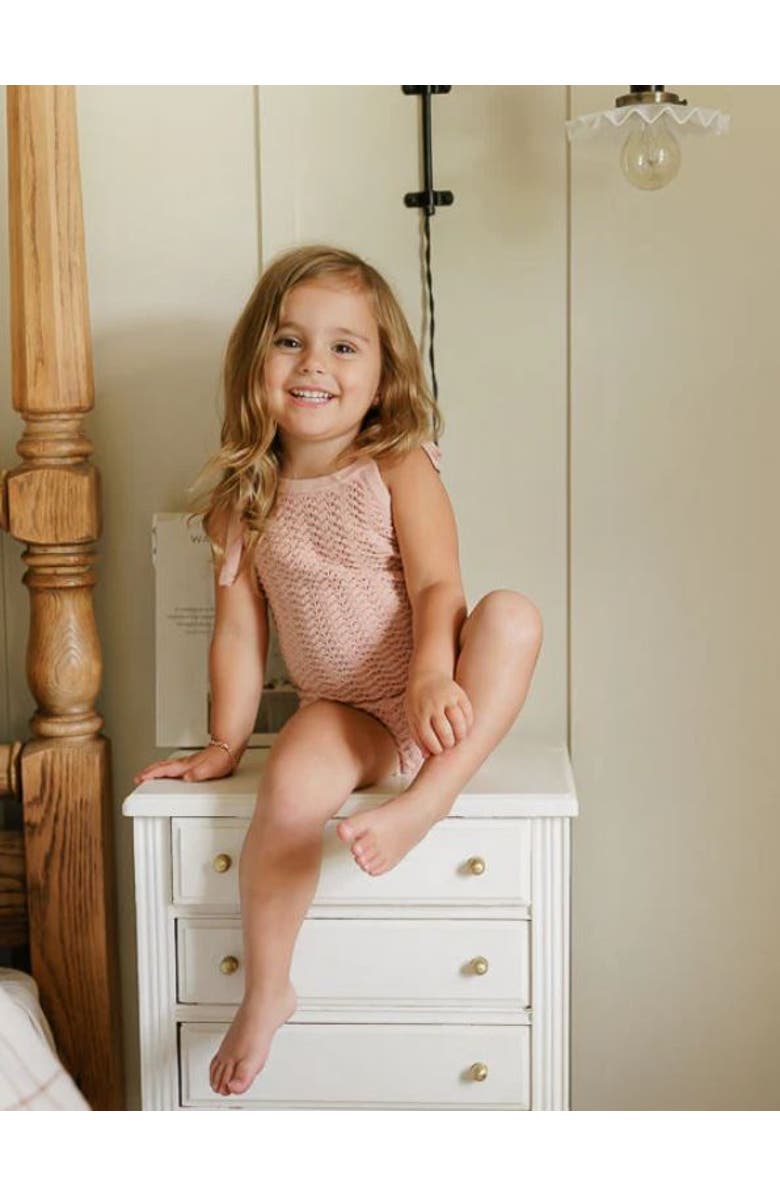 Ely's & Co. Looms Wave Collection - Knit Pointelle Romper, Alternate, color, Rose Knit Pointelle