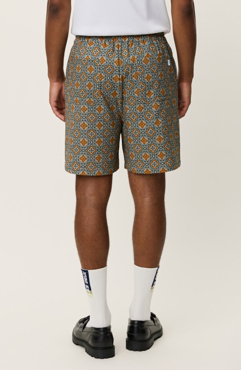 Les Deux Harry Arabesque Print Organic Cotton Shorts, Alternate, color, Sea Moss Green