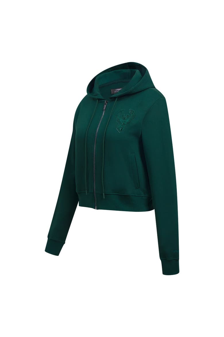 Women's Pro Standard Hunter Green Milwaukee Bucks Triple Tonal Full-Zip Hoodie, Alternate, color, Hunter Green