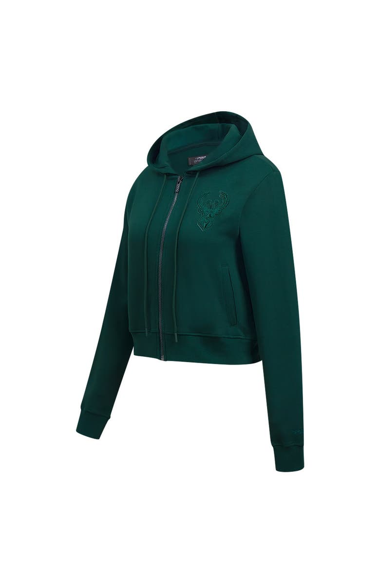 PRO STANDARD Women's Pro Standard Hunter Green Milwaukee Bucks Triple Tonal Full-Zip Hoodie, Alternate, color, Hunter Green