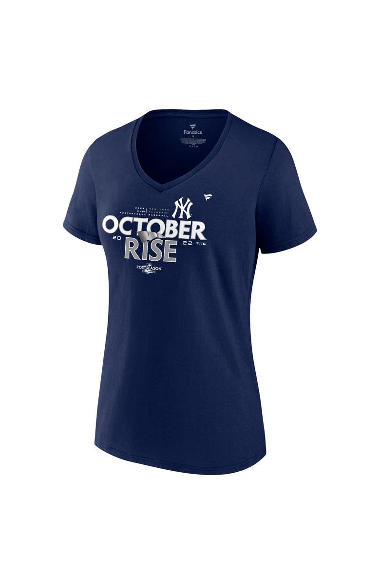 FANATICS Women's Fanatics Branded Navy New York Yankees 2022 Postseason Locker Room V-Neck Plus Size T-Shirt, Alternate, color, 