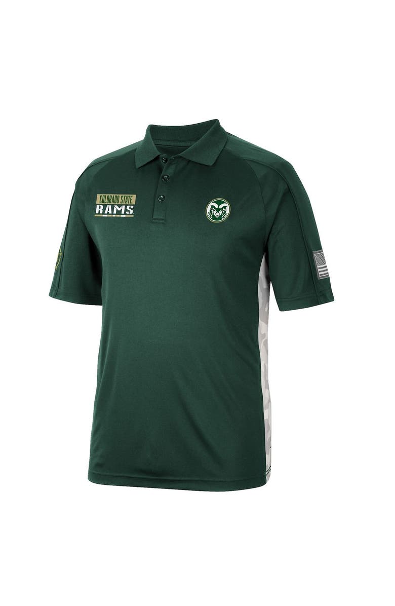 COLOSSEUM Men's Colosseum Green Colorado State Rams OHT Military Appreciation Snow Camo Polo, Alternate, color, Green