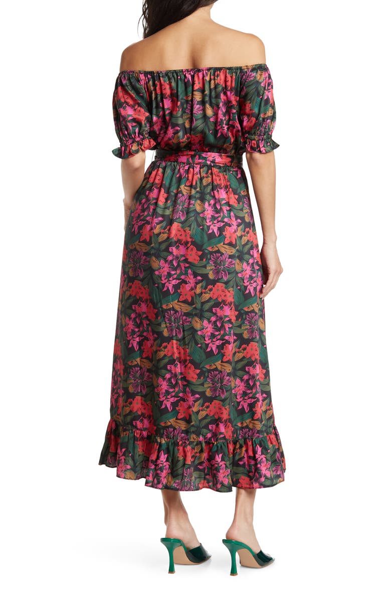 NSR Off-Shoulder Puff Sleeve Midi Dress, Alternate, color,