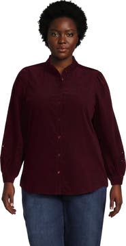 Lands' End Eyelet Sleeve Pinwale Corduroy Shirt