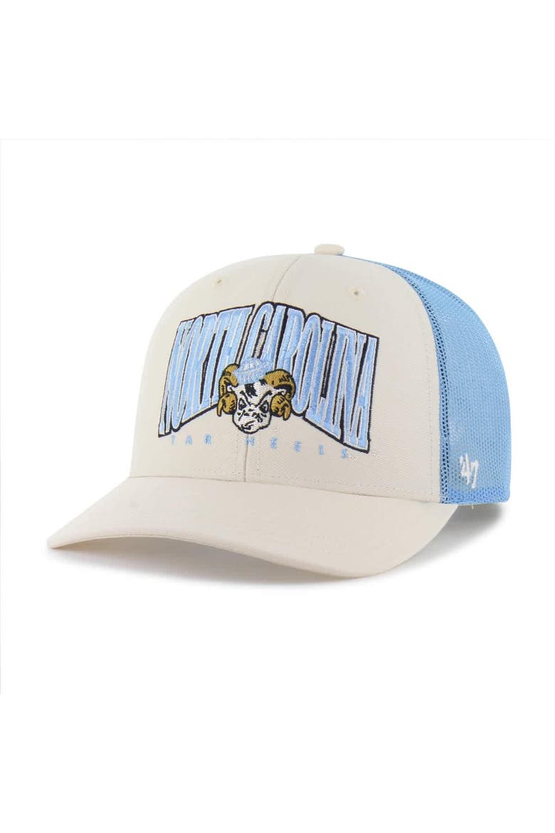 Men's '47  Natural North Carolina Tar Heels Drawbridge Trucker Adjustable Hat, Main, color, Natural