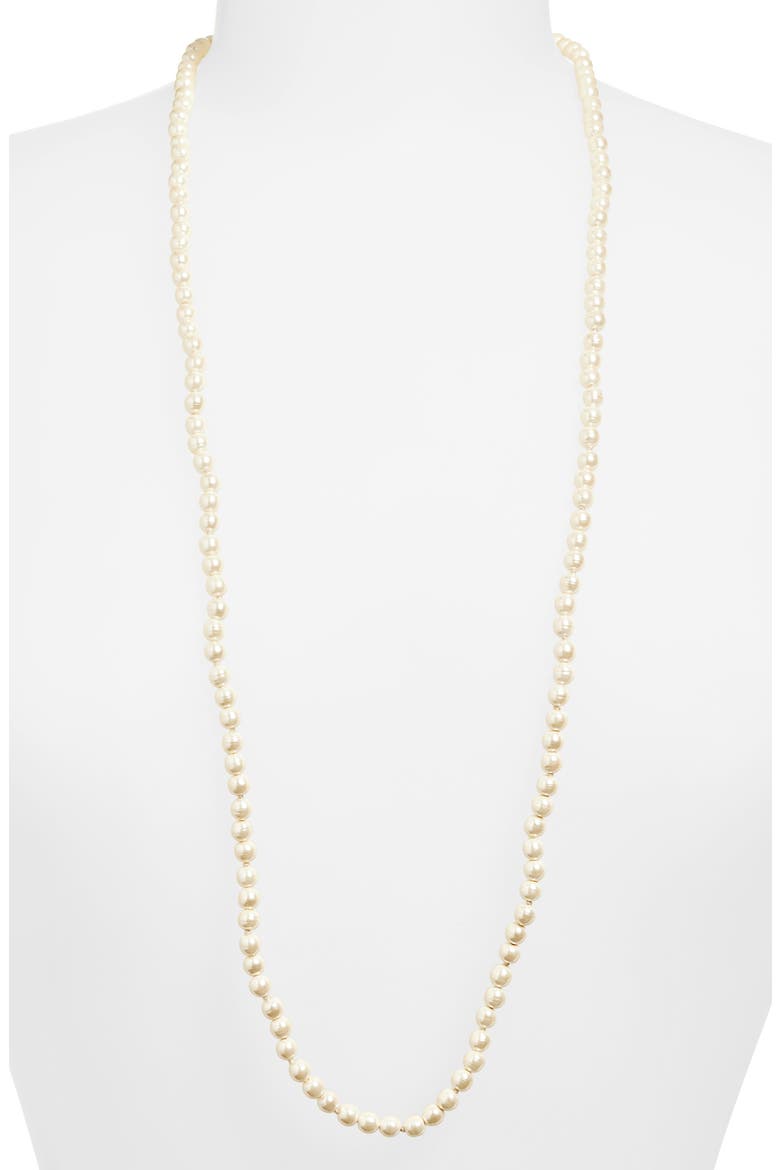 Oval Faux Pearl Necklace, Alternate, color, ORO/NERO/CRYSTAL/CREAM