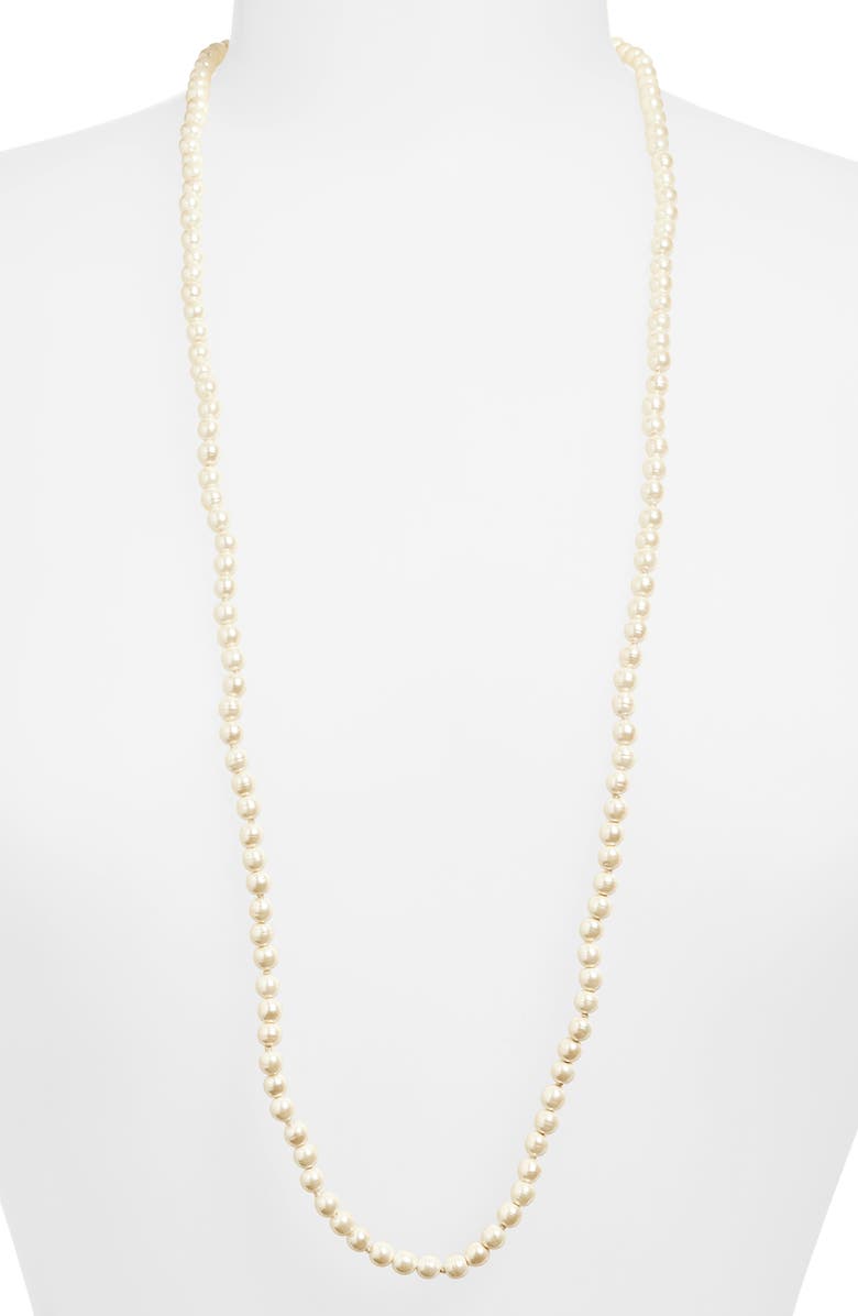 Valentino Garavani Oval Faux Pearl Necklace, Alternate, color, Oro/Nero/Crystal/Cream