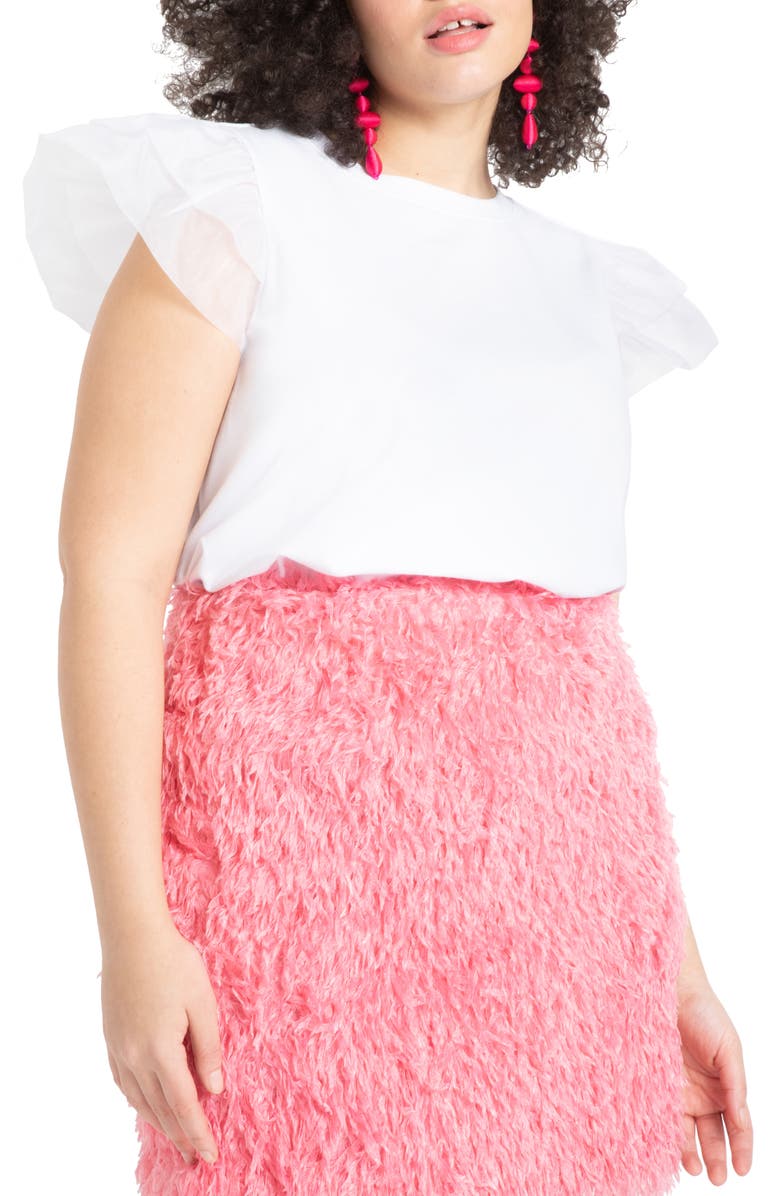 ELOQUII Ruffle Sleeve Top, Main, color, 