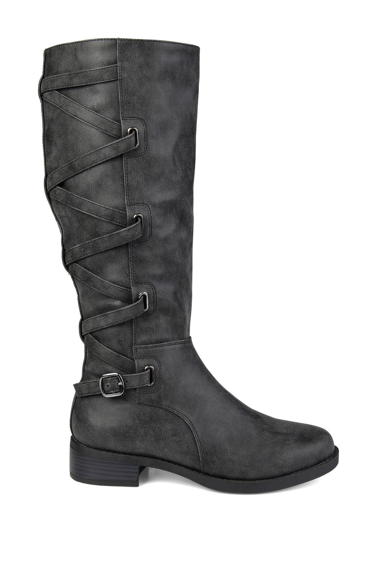 Journee Collection Carly Lace Back Tall Boot, Alternate, color, Black