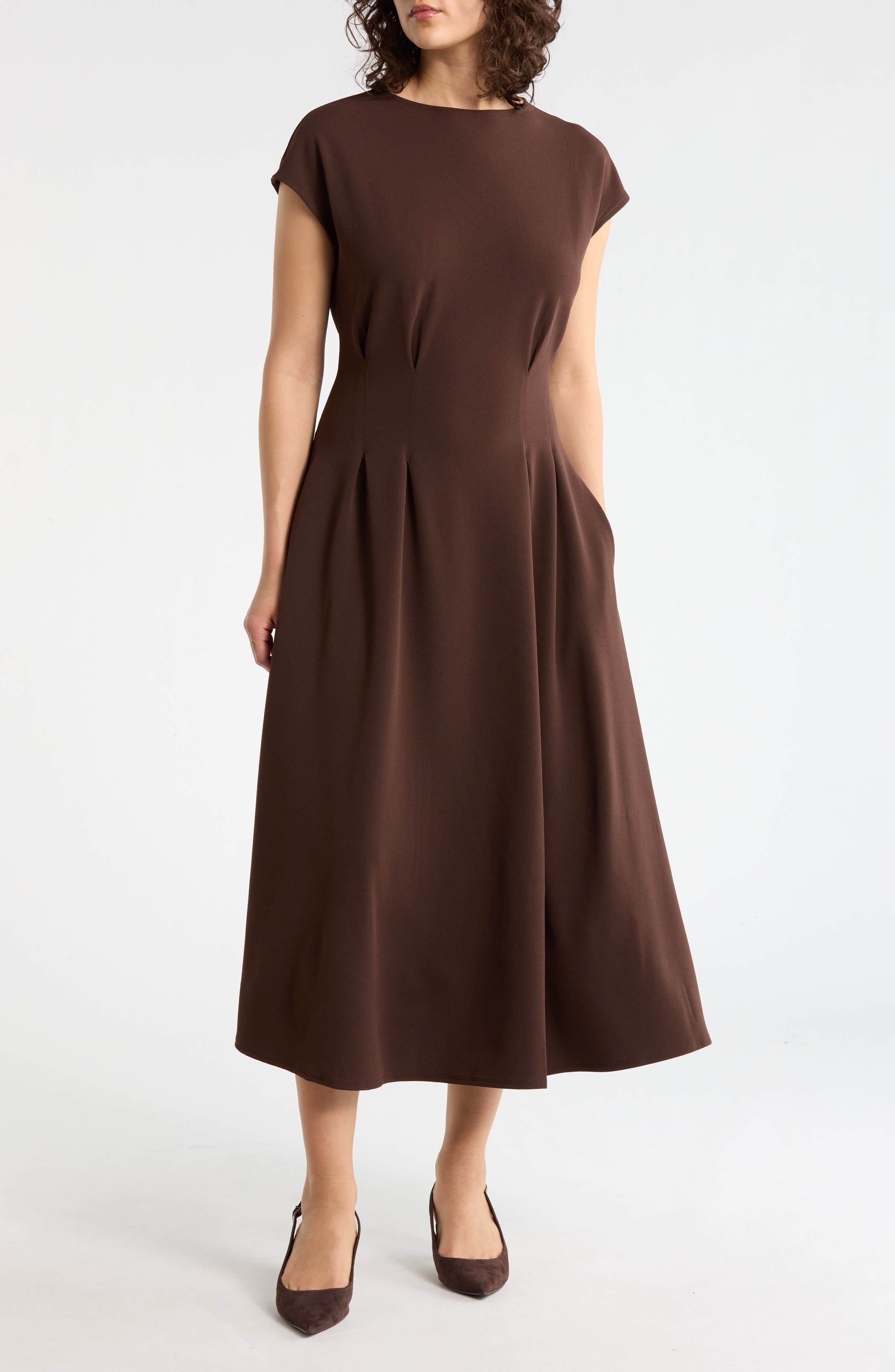 NORDSTROM RACK Pleated Waist Knit A-Line Dress