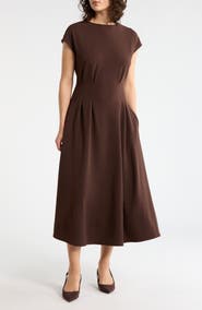 NORDSTROM RACK Pleated Waist Knit A-Line Dress