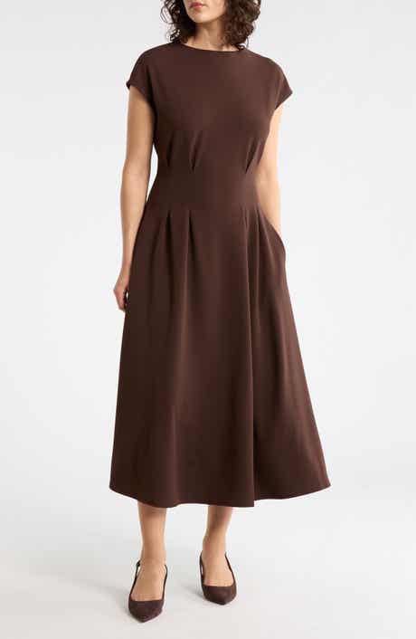 NORDSTROM RACK Pleated Waist Knit A-Line Dress
