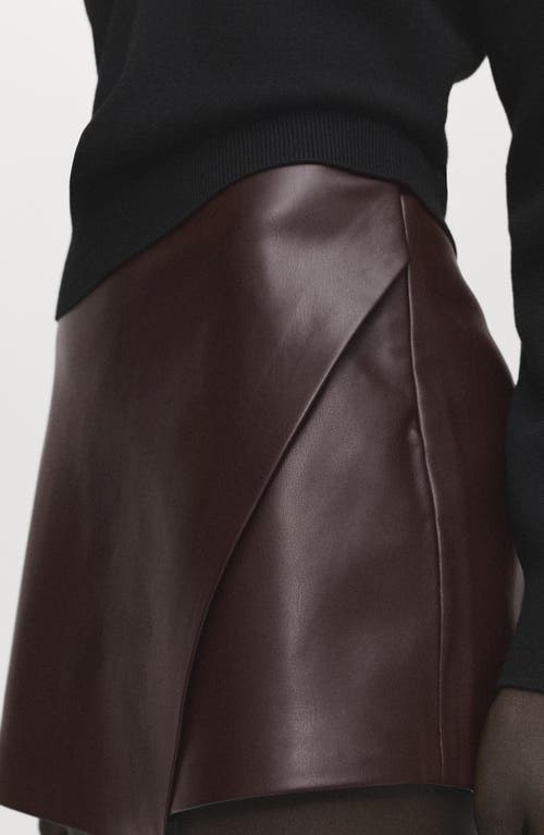 Mango Wrap Faux Leather Skort In Brown