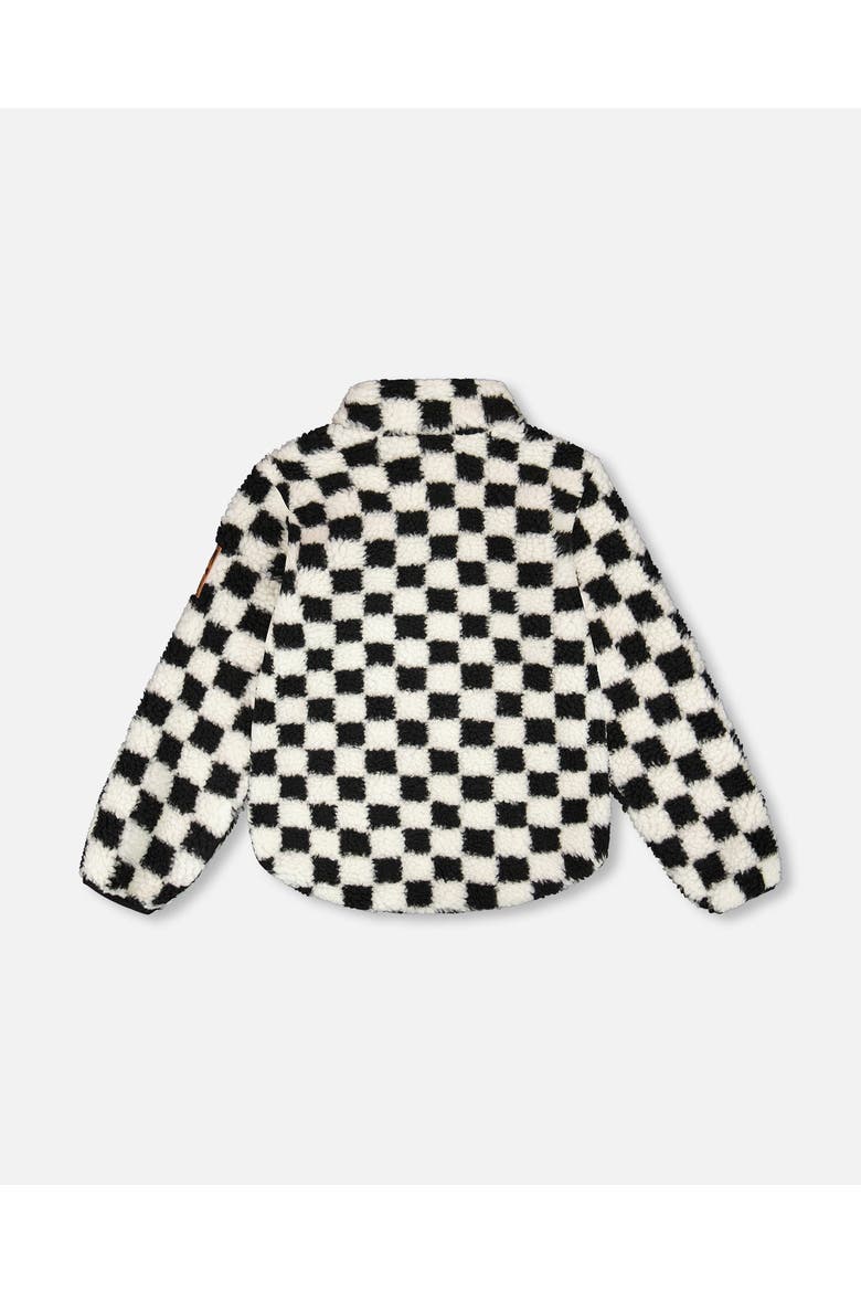 Gender Inclusive Long Sleeve Fleece Jacket Checkerboard, Alternate, color, Black Checkerboard