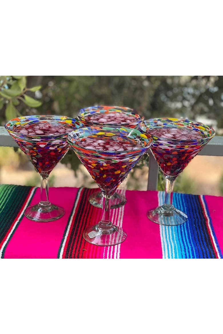 Confetti Rock Modern Margarita Glasses - Set of 4, Alternate, color, Confetti