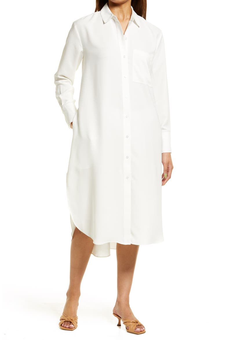 Long Sleeve Shirtdress, Main, color, IVORY CLOUD