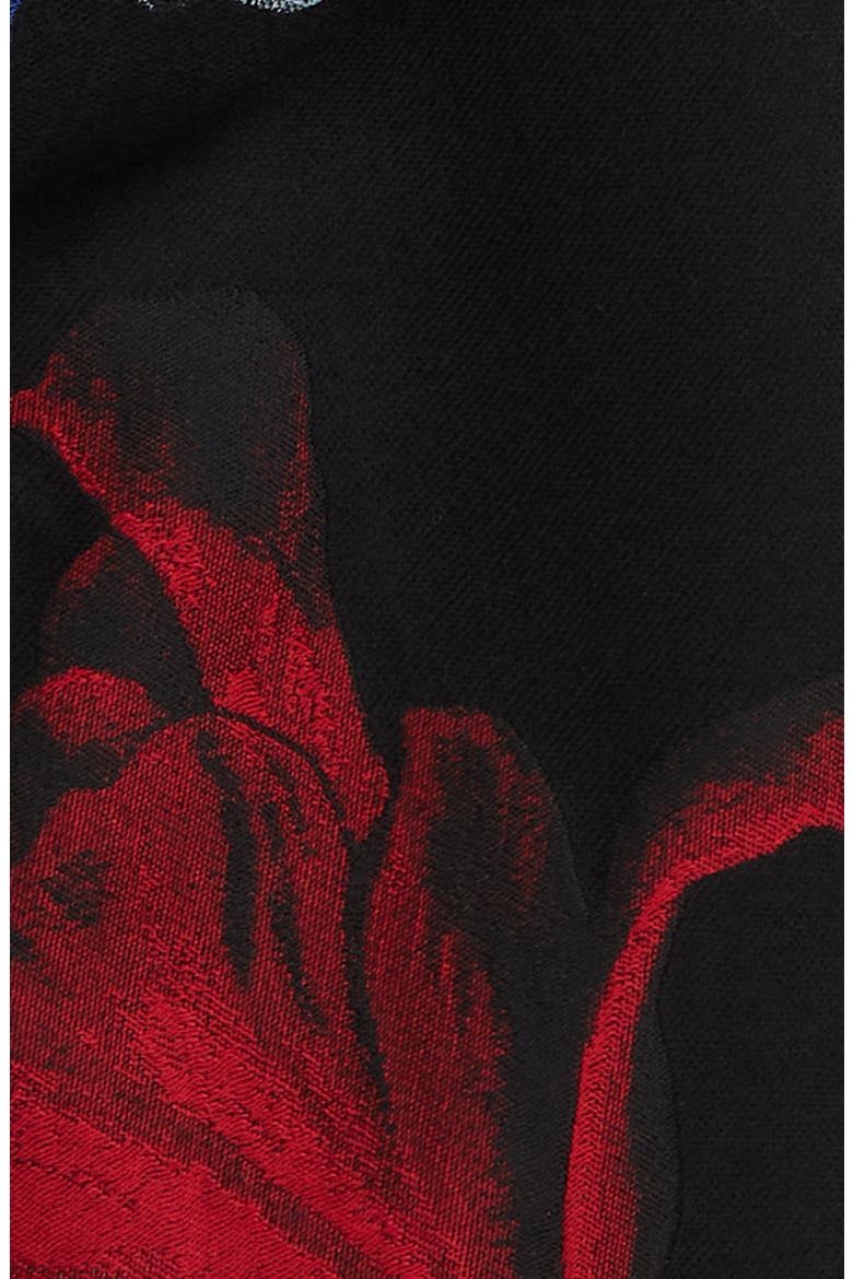 Botanical Reel Wool Blend Scarf, Alternate, color, BLACK/ RED