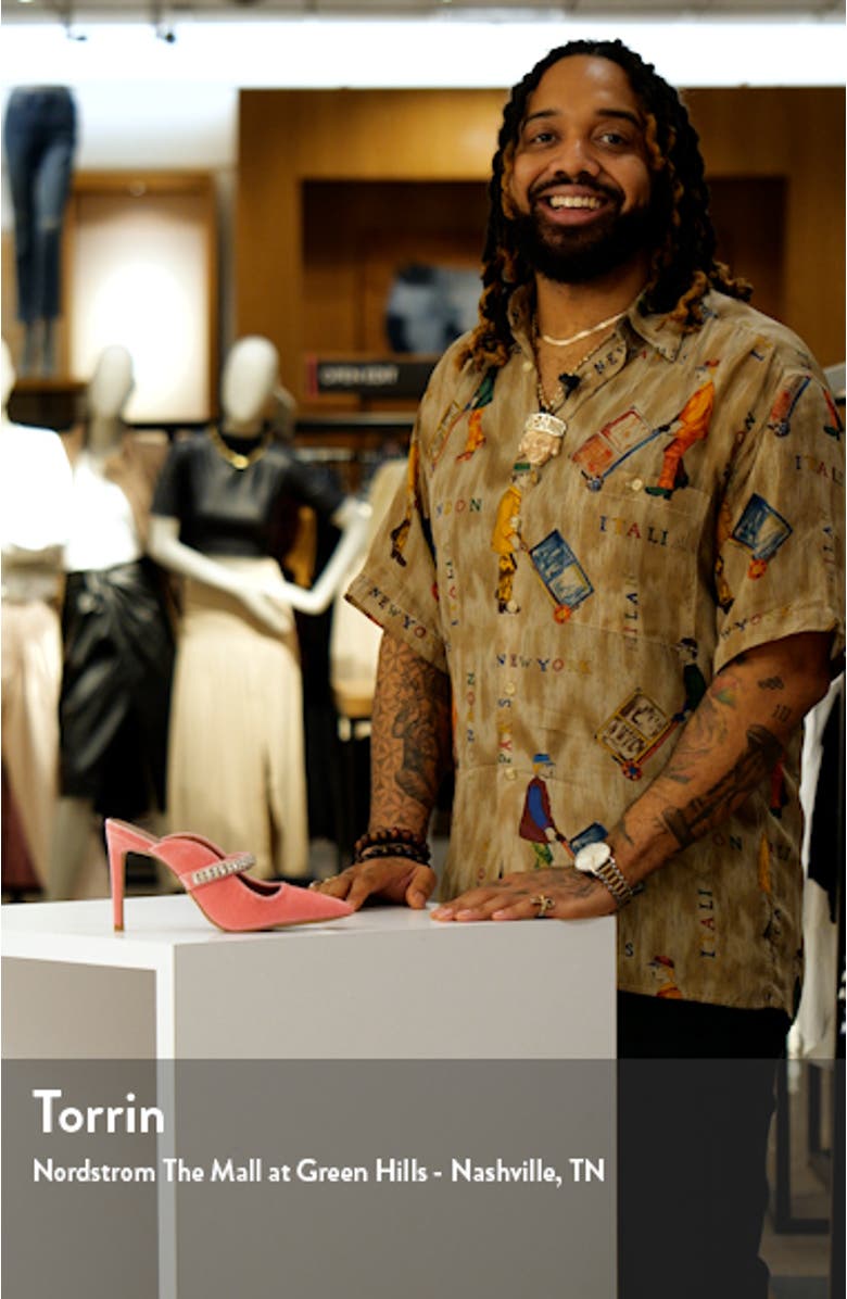 Duke Crystal Strap Pointed Toe Mule, sales video thumbnail