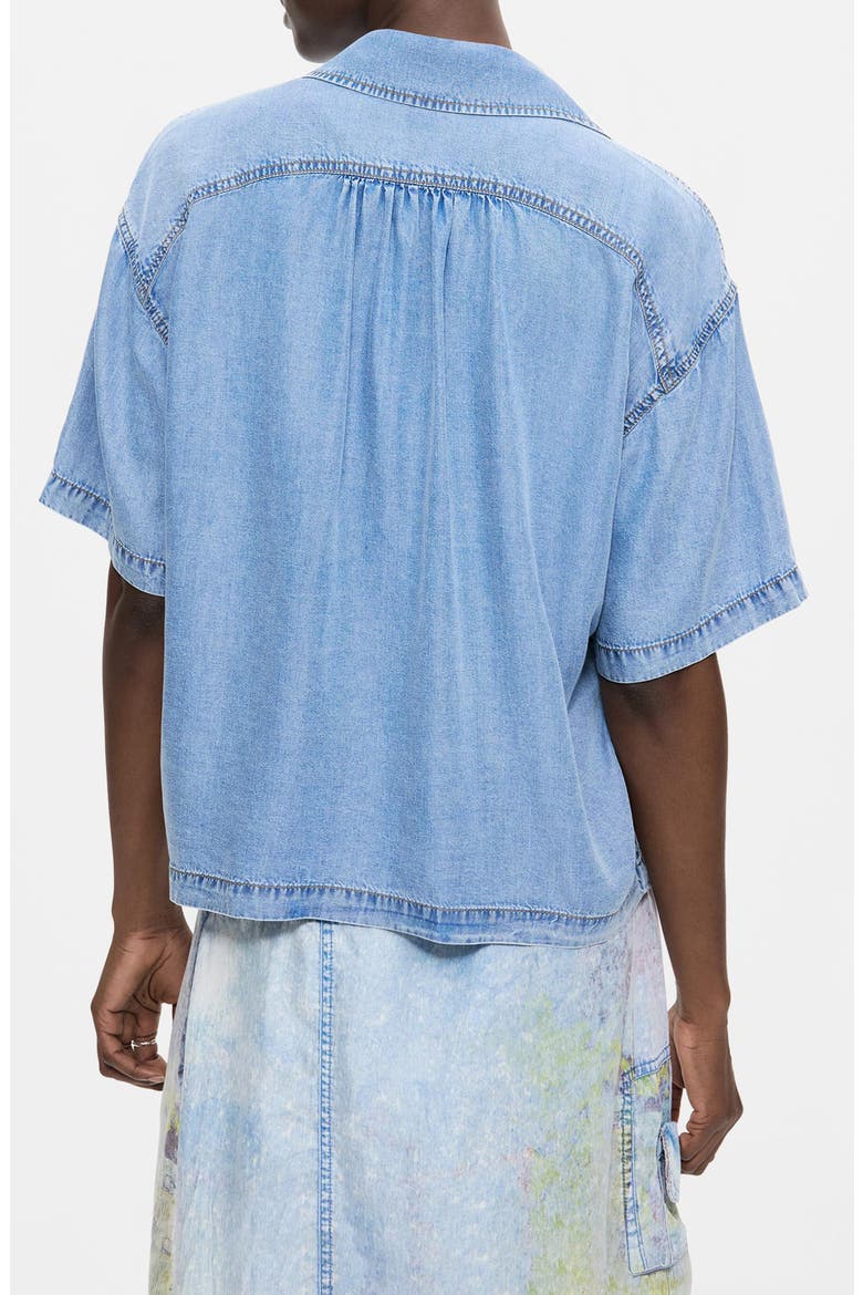 Patchwork Denim Shirt, Alternate, color, LIGHT BLUE