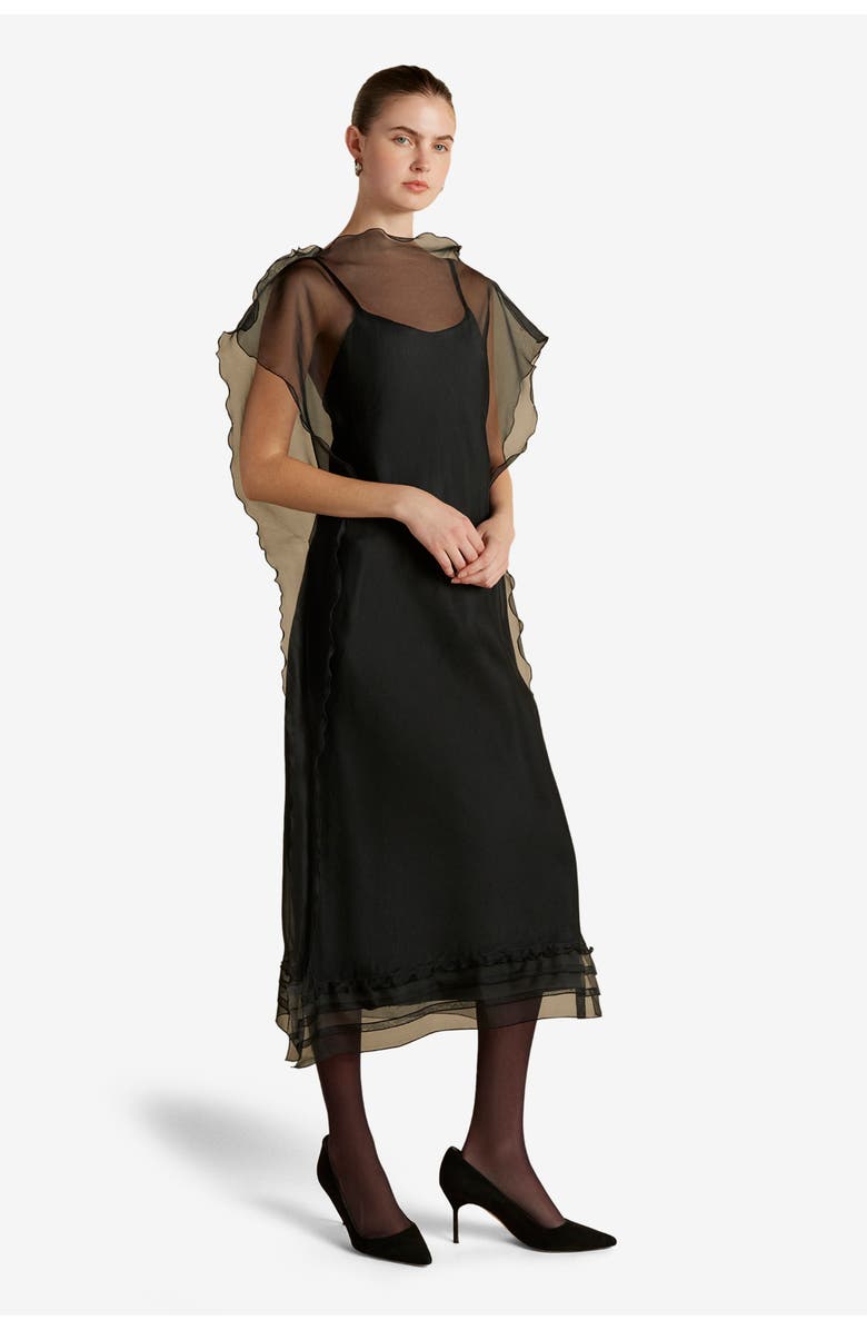 Marina Moscone Silk Organza Sack Dress with Scalloped Edge, Alternate, color, 