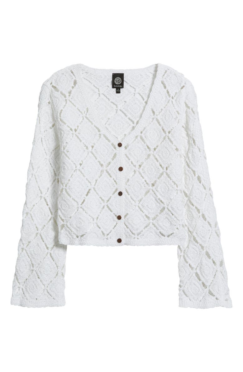 Bobeau Crochet Cardigan, Alternate, color, White