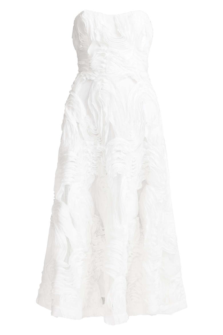 Asha 3-D Lace Strapless Cocktail Dress, Alternate, color, WHITE