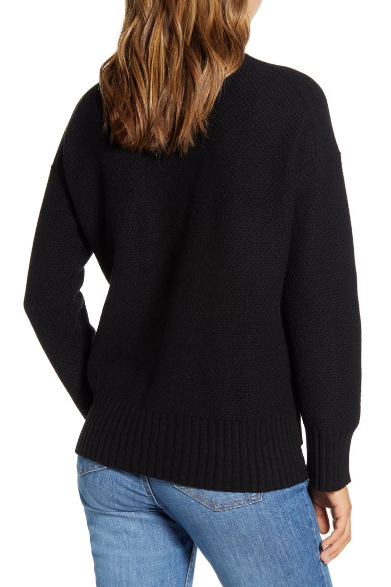 ReCashmere Textured Turtleneck Sweater, Alternate, color, BLACK