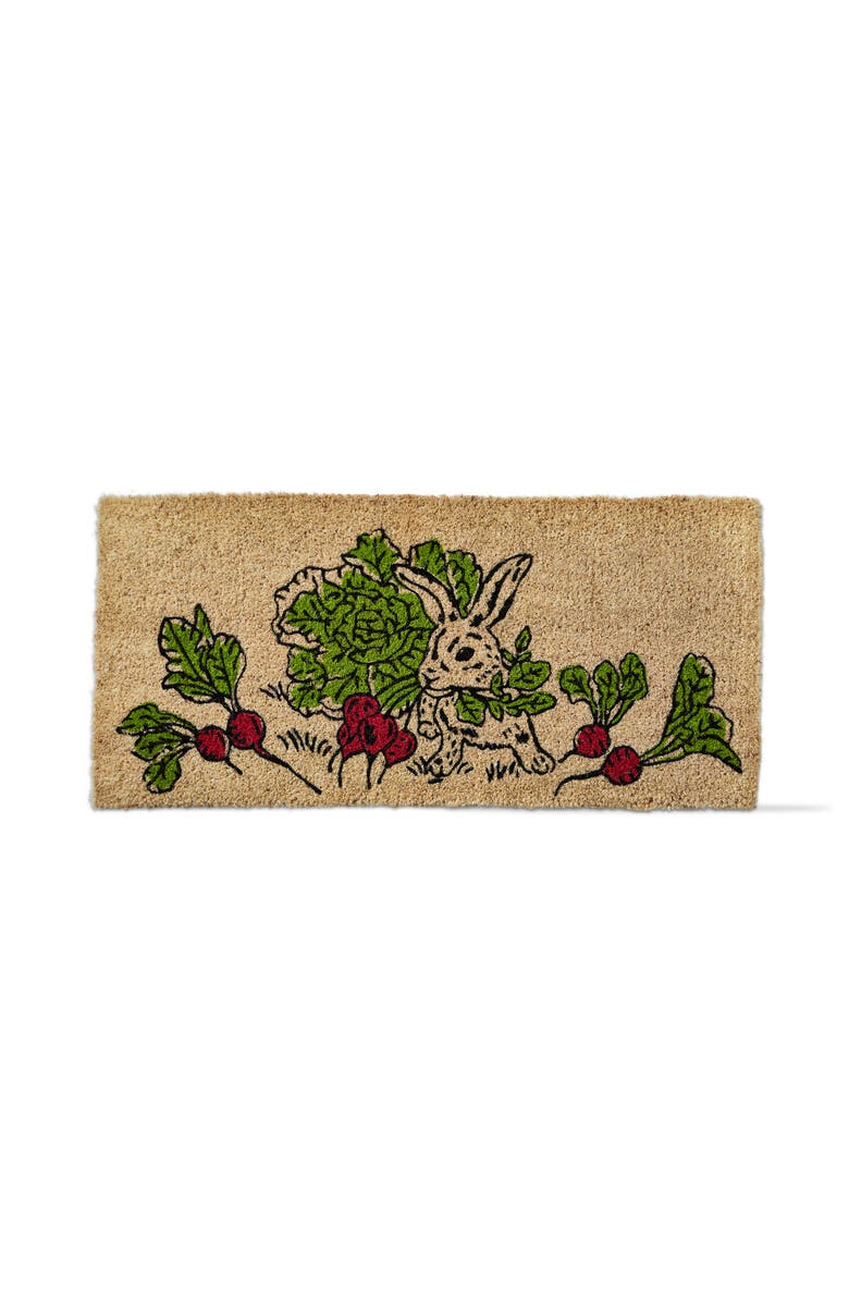 tag Bunny With Radish Rectangle Indoor Outdoor Welcome Mat Beige, Main, color, Yellow