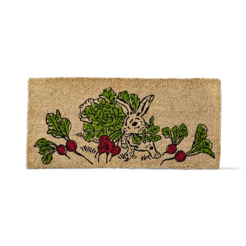 Bunny With Radish Rectangle Indoor Outdoor Welcome Mat Beige