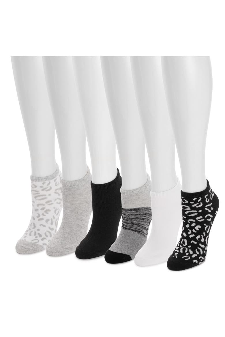 Women's Low Cut Novelty Socks, 6 Pair Pack, Alternate, color, Black/White