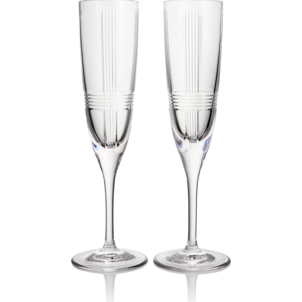 Waterford Marquis Vector Set Of 2 Crystal Champagne Flutes In Transparent