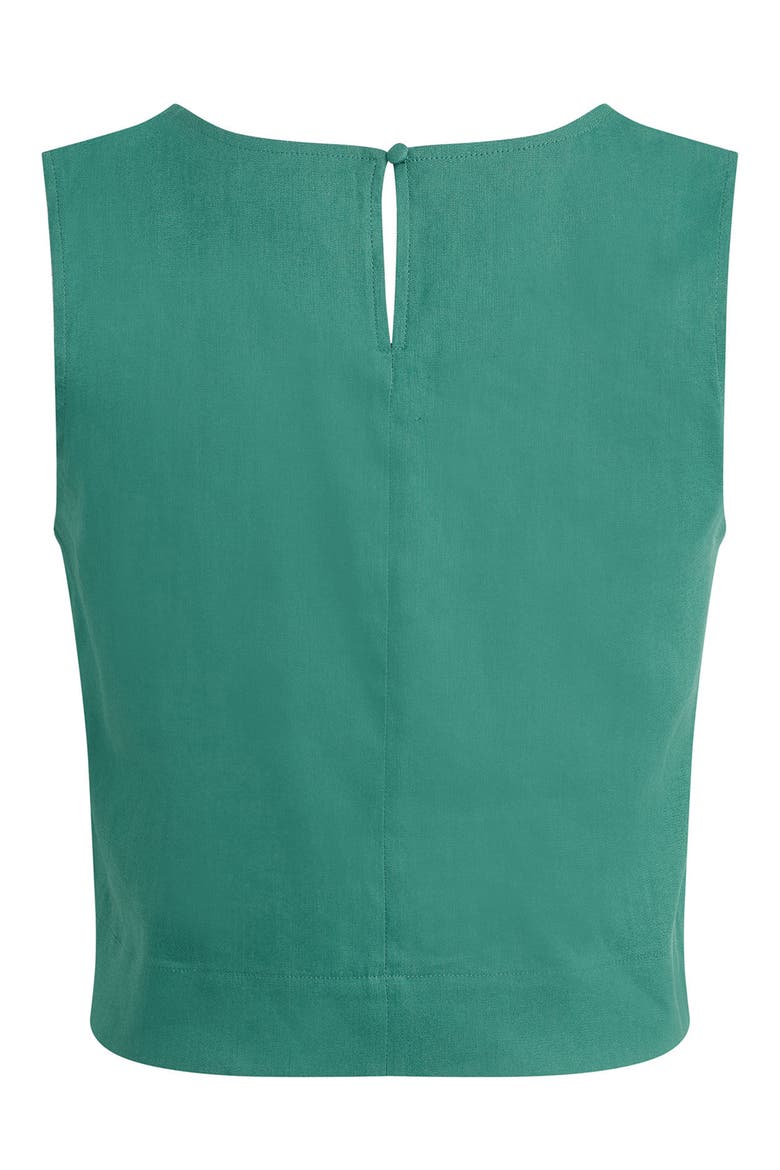 The Abby Linen Blend Square Neck Crop Shell, Alternate, color, EMERALD