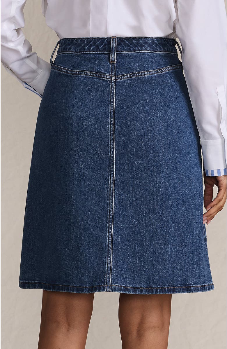 Lands' End Soft Denim Mid Rise Button Through Mini Skirt, Alternate, color, Indigo Tide Blue