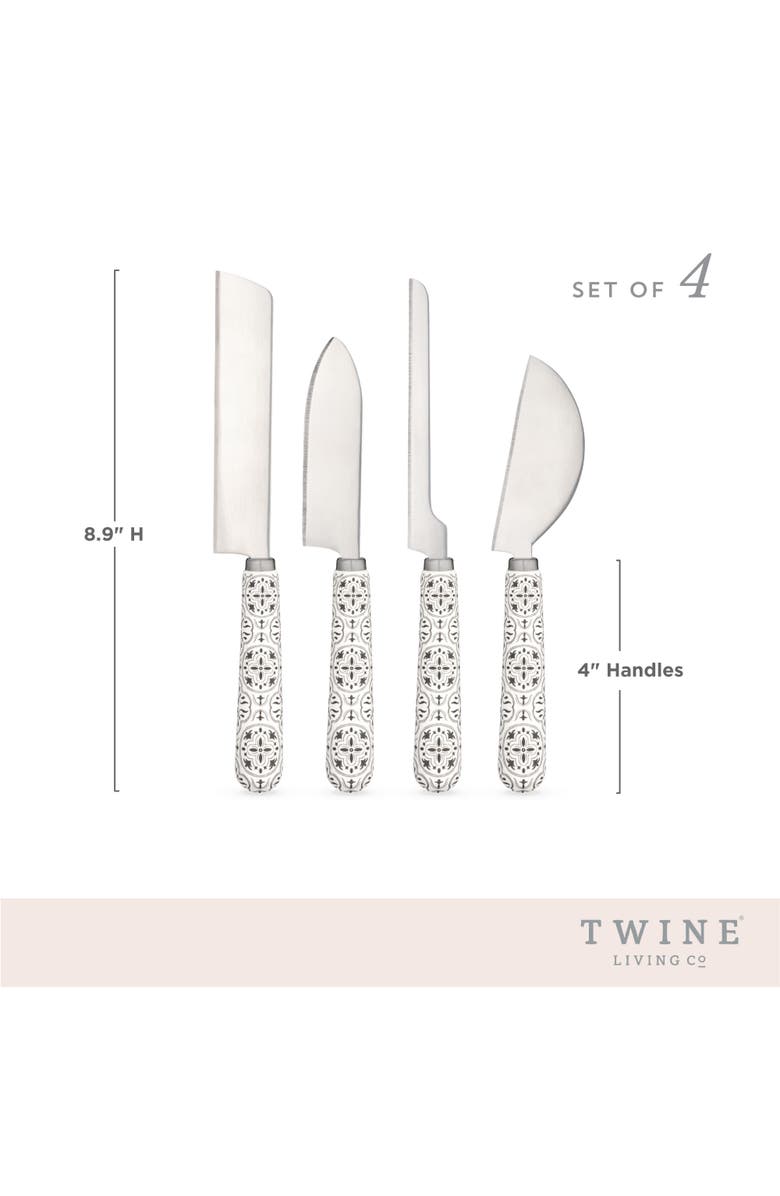 TWINE Tiles Cheese Knife Set of 4, Alternate, color, White