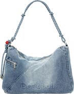 Desigual Logo Embossed Denim Shoulder Bag