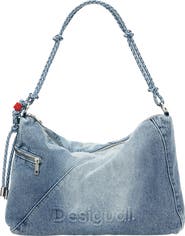Desigual Logo Embossed Denim Shoulder Bag