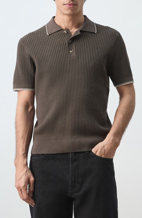 Fine Knit Herringbone Polo