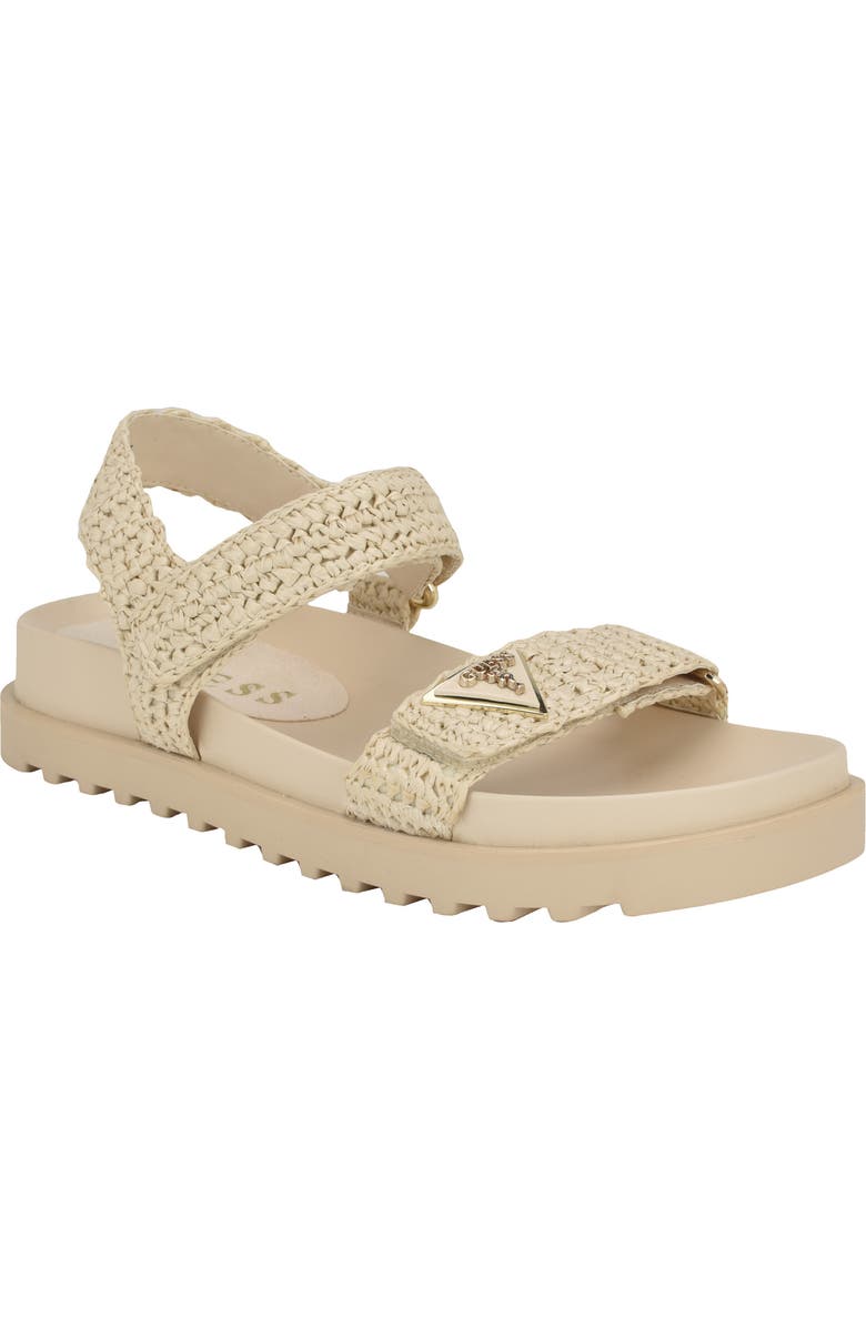GUESS Fabrica Raffia Sandal, Main, color, Ivory 150