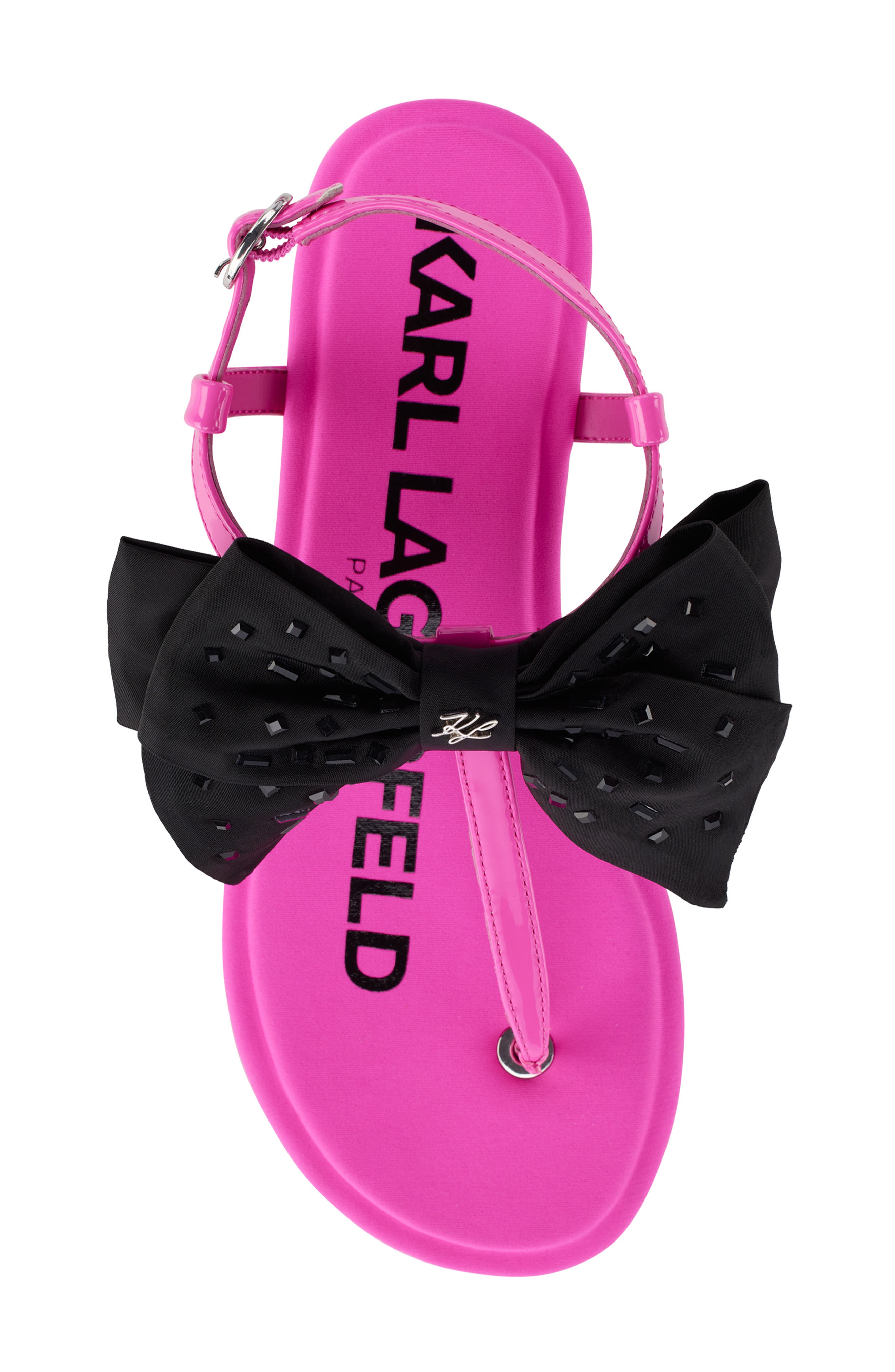 KARL LAGERFELD PARIS Cristi Bow T-Strap Sandal, Alternate, color, 