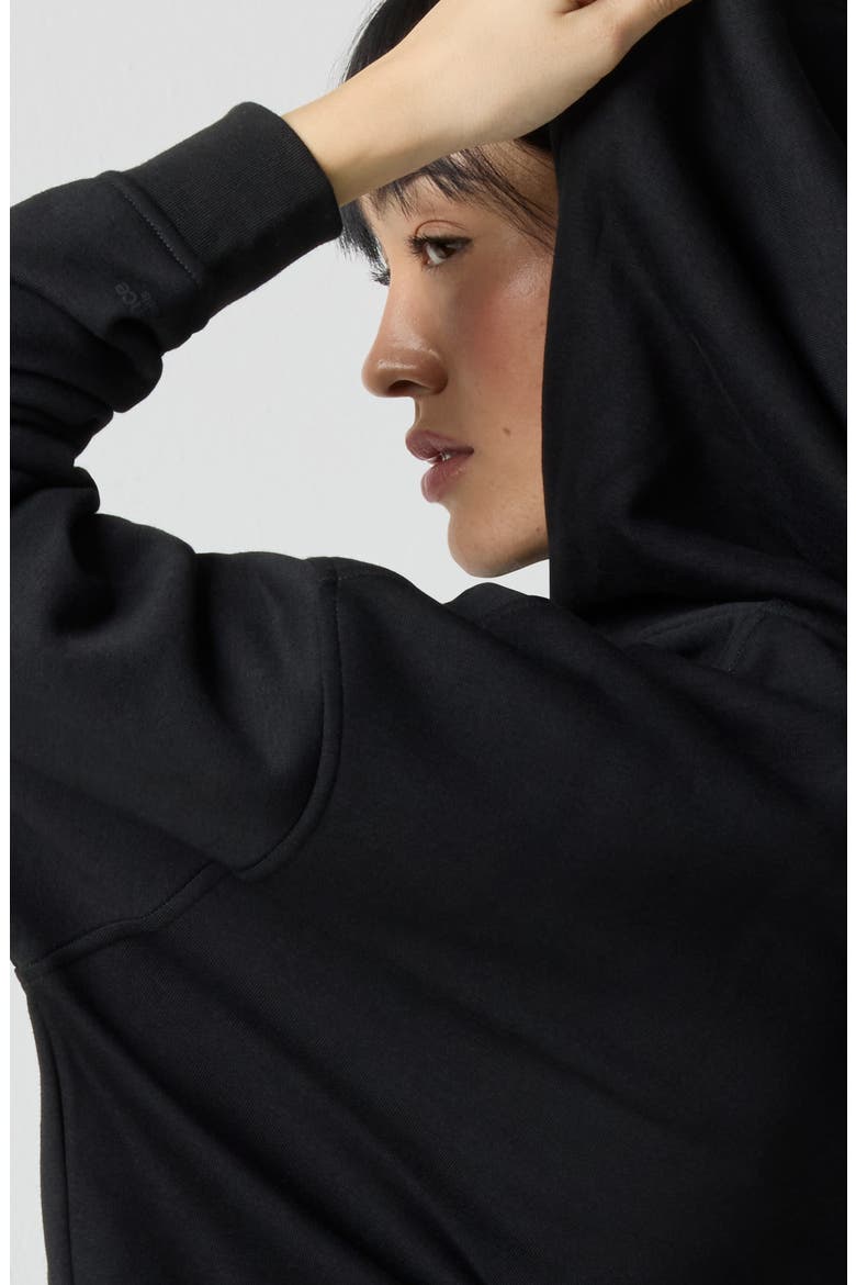 Crystal Bow Front Zip Hoodie, Alternate, color, BLACK