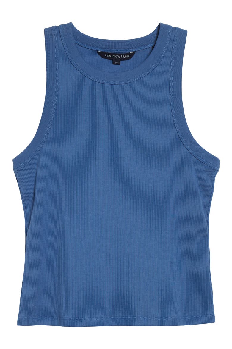 Jordyn Rib Stretch Cotton Crop Tank, Alternate, color, BLUE COAST