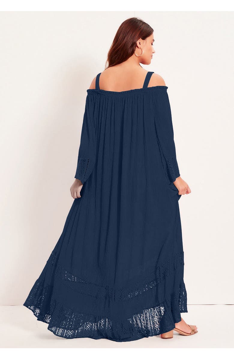 June + Vie Off-The-Shoulder Maxi Dress, Alternate, color, Black Onyx