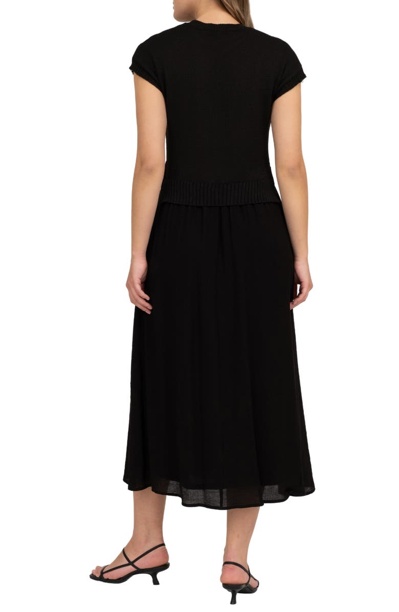 AUGUST SKY Mixed Media Maxi Dress, Alternate, color, Black