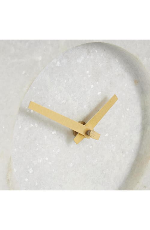 Vivian Lune Home White Marble Clock In White